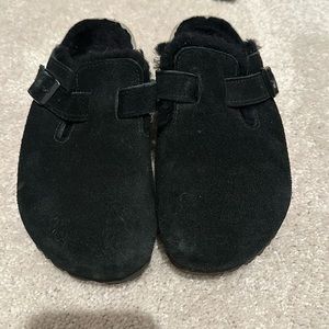 Fur lined Birkenstock Boston clog, size 36